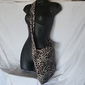 Handsewn Leopard Print Crossbody Tote Bag